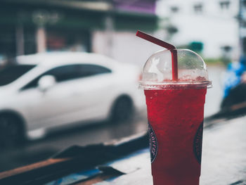 Close-up of drink on table