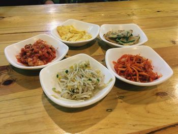 High angle view of food on table