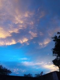 Low angle view of silhouette trees against sky at sunset