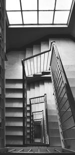 Directly below shot of spiral staircase of building