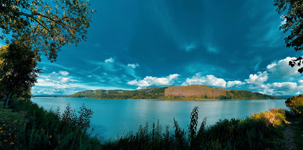 Scenic view of lake against sky