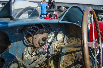 Dashboard on abandoned car