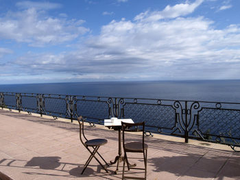 Scenic view of sea against cloudy sky