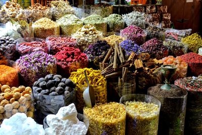 High angle view of spices for sale at market stall