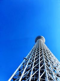 Low angle view of building against blue sky