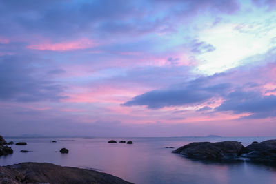 Scenic view of sea against sky during sunset