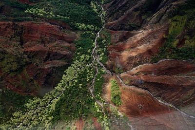 High angle view of rocks on mountain