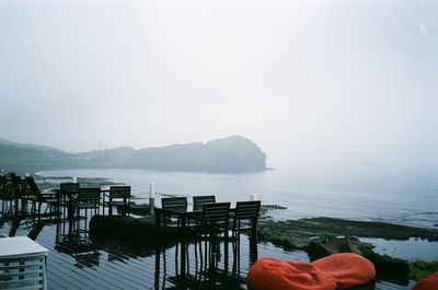 Scenic view of sea against clear sky