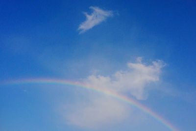 Rainbow against blue sky