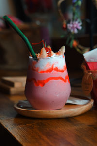 Close-up of drink on table