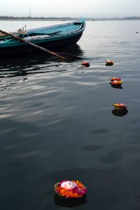 High angle view of boat in sea