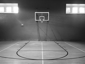 View of basketball hoop against building