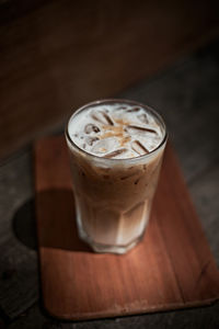 High angle view of coffee on table