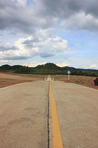 Surface level of road against sky
