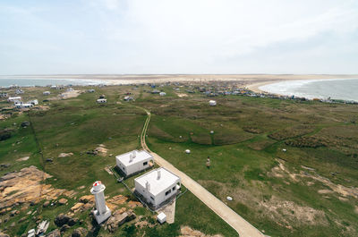 High angle view of beach against sky