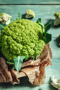 High angle view of vegetables on table