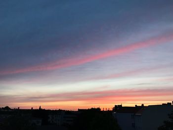 Silhouette buildings against sky during sunset