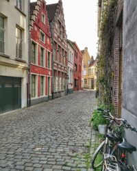 Bicycles parked on street in town