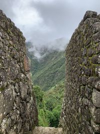 Low angle view of old ruins against sky