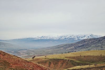 Scenic view of mountains against sky