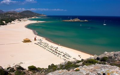 High angle view of beach