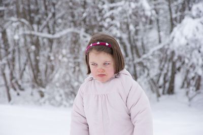 Portrait of a girl in snow