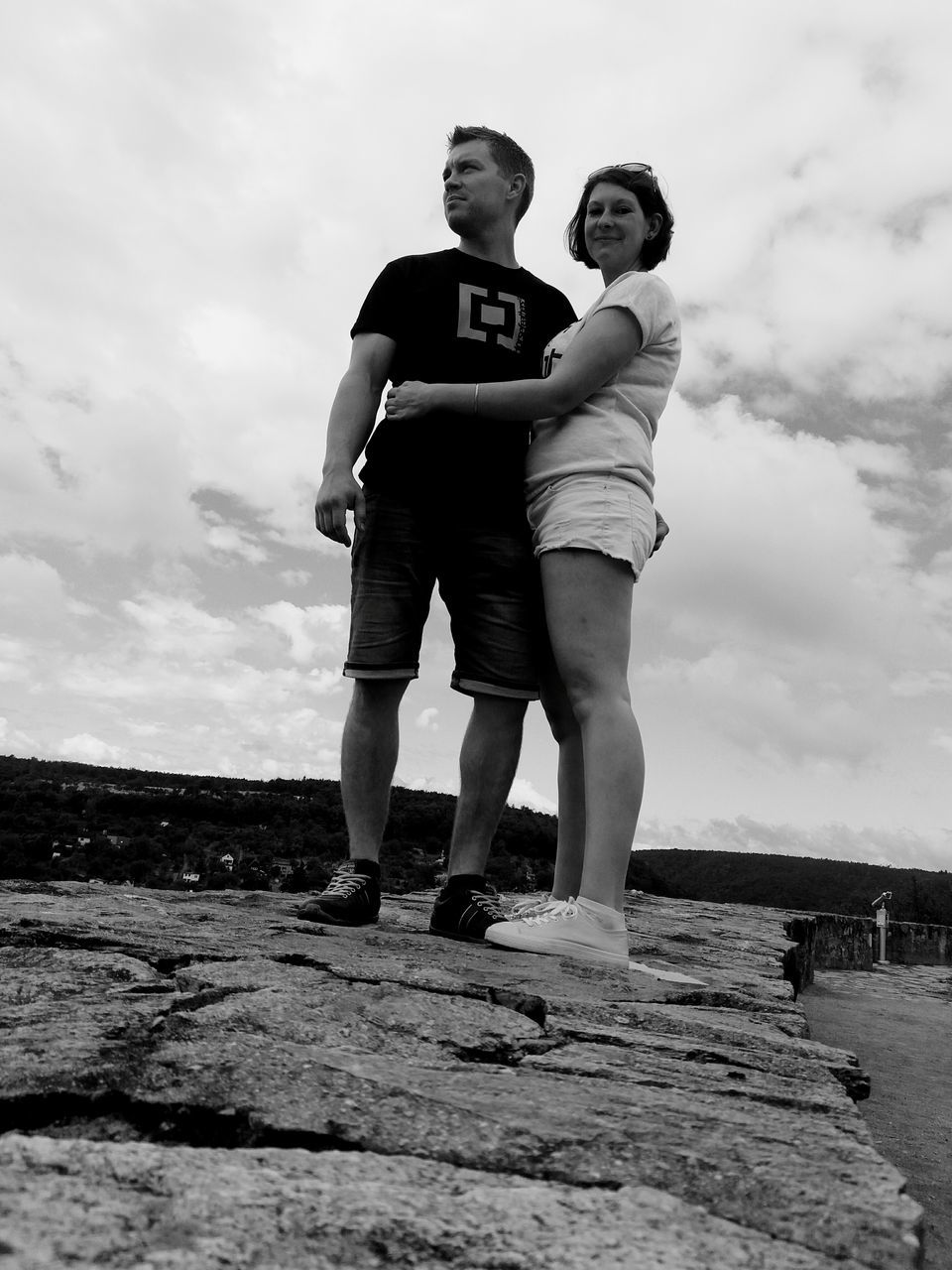 two people, sky, full length, real people, love, togetherness, cloud - sky, outdoors, nature, lifestyles, low angle view, day, young women, friendship, young adult