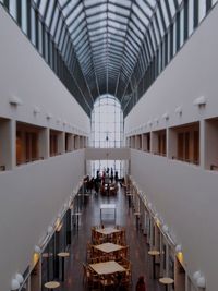 People walking in modern building