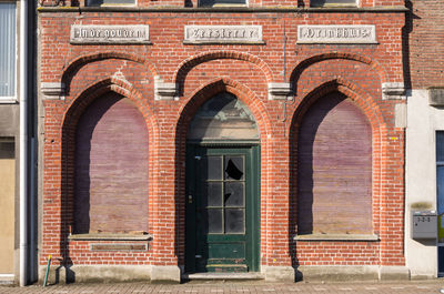 Closed door of building