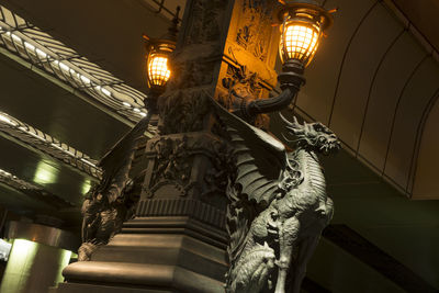 Low angle view of illuminated building