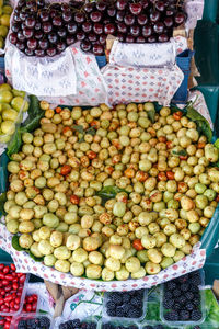 High angle view of fruits for sale in market