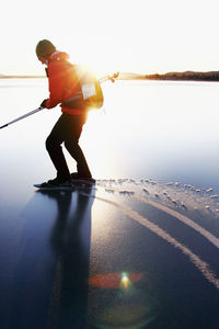 Ice skater skating on ice