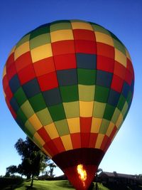 Low angle view of hot air balloon against sky