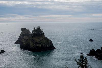 Scenic view of sea against cloudy sky