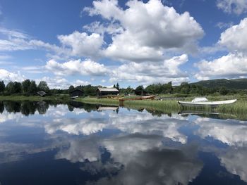 Scenic view of lake against sky