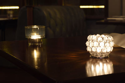 Close-up of wineglass on table