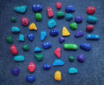 High angle view of multi colored candies
