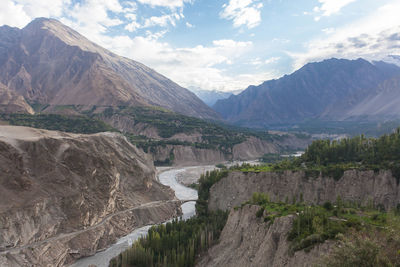 Scenic view of mountains against sky