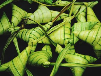 Full frame shot of food wrapped in banana leaf