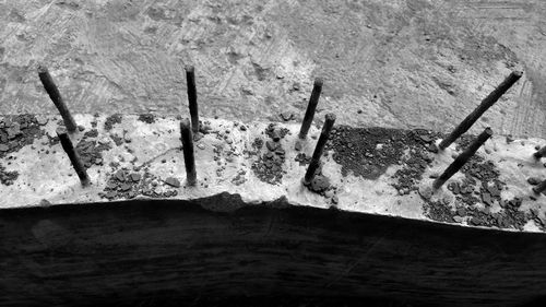 High angle view of cigarette on wood