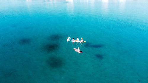 High angle view of boat in sea