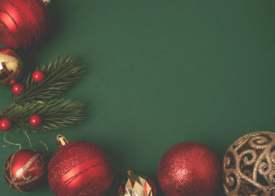 Close-up of christmas decorations on table