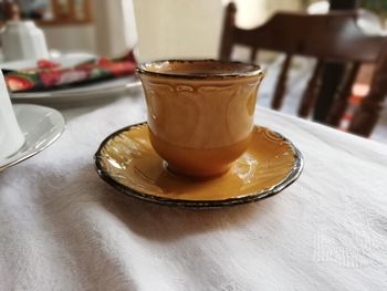 Coffee cup on table