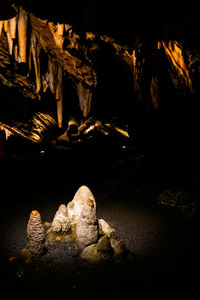 Close-up of illuminated cave