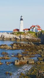 View of lighthouse against clear sky