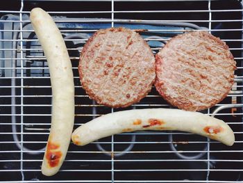 Close-up of meat on barbecue grill