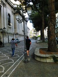 Woman walking on street