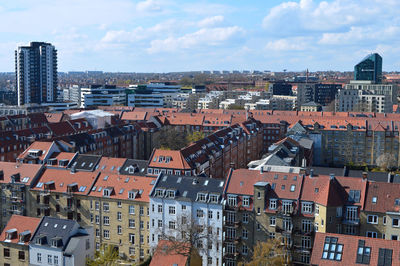 Panoramic view over aarhus in danmark, during summer on holiday