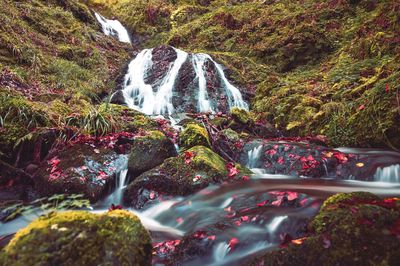 Water flowing through rocks