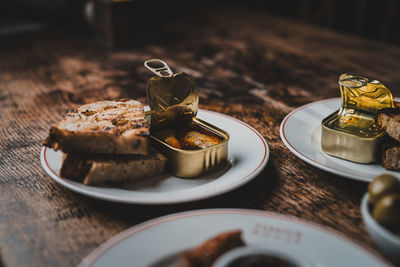 Close-up of dessert in plate on table